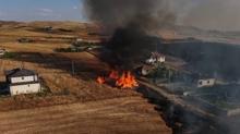 Sigara izmariti 400 d�n�m araziyi k�l etti: Evler son anda kurtar�ld�