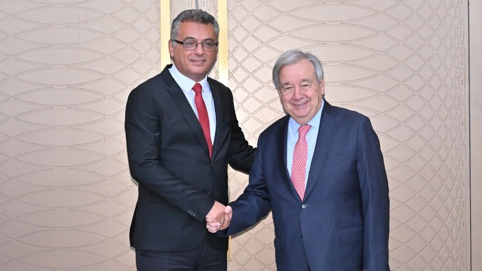 Kıbrıs'ta tarihi ziyaret… Erhürman, Guterres'i kabul etti