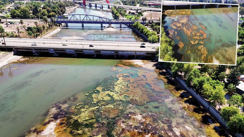 Sular çekildi pislik göründü! Seyhan Nehri alarm veriyor