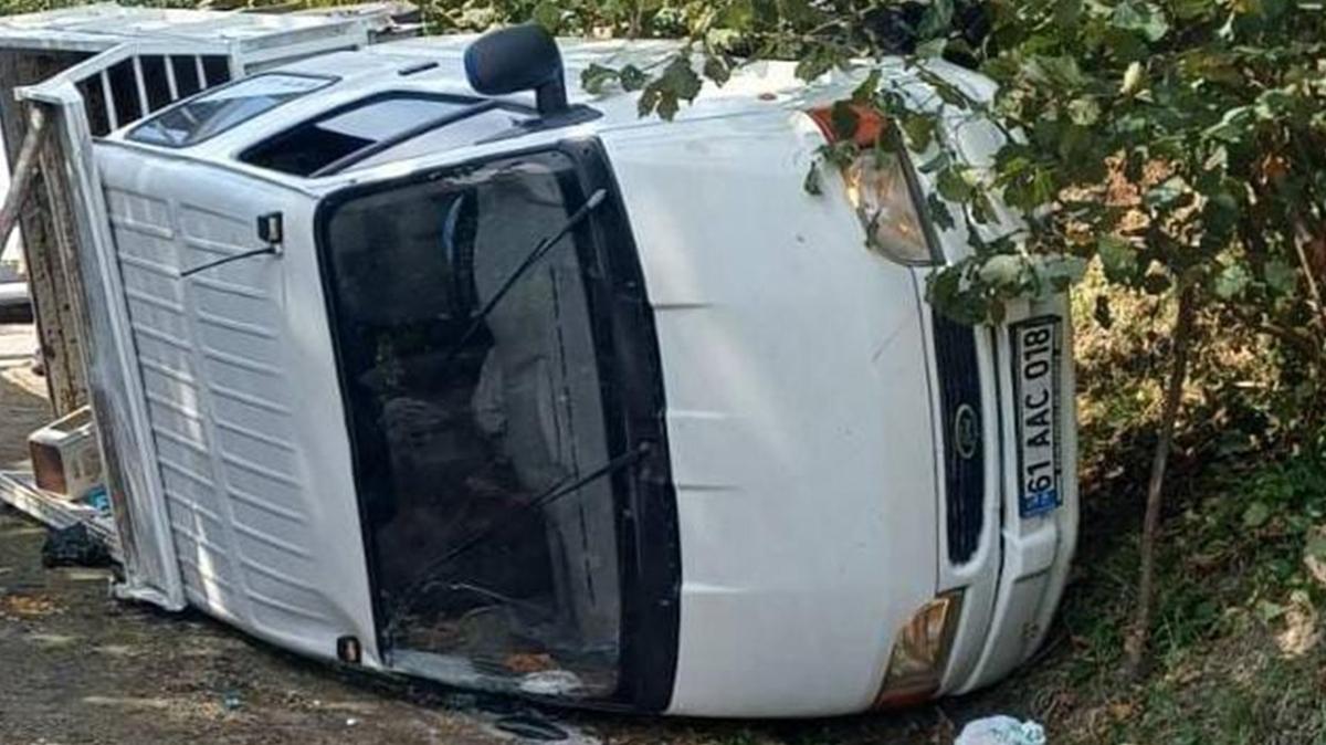 Fındık işçilerini taşıyan kamyonet devrildi: Yaralılar var