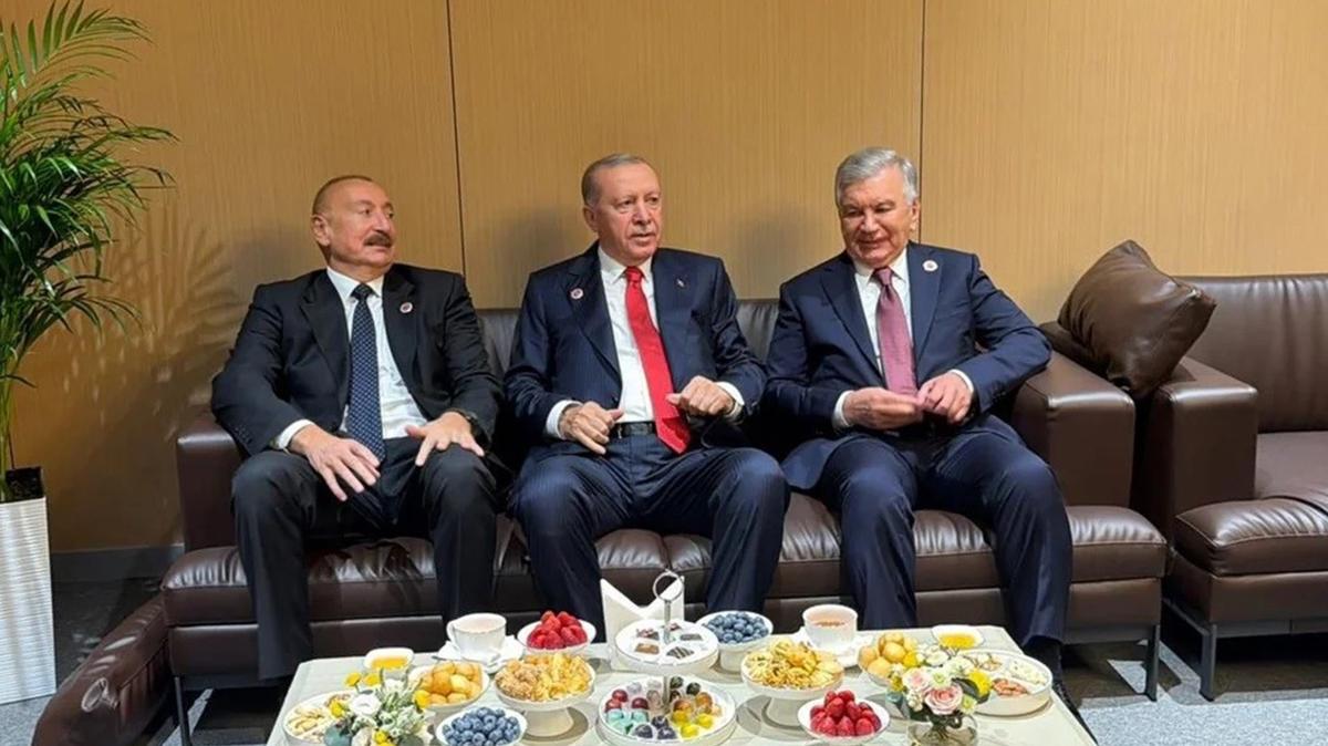 Başkan Erdoğan Aliyev ve Mirziyoyev ile bir araya geldi