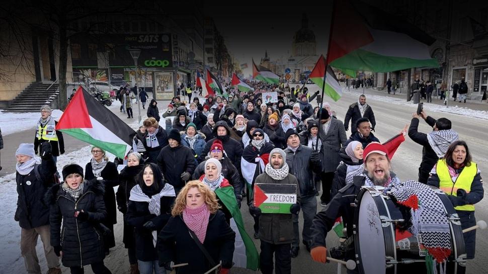 Katil İsrail İsveç'te protesto edildi: Binlerce insan Gazze için ayağa kalktı
