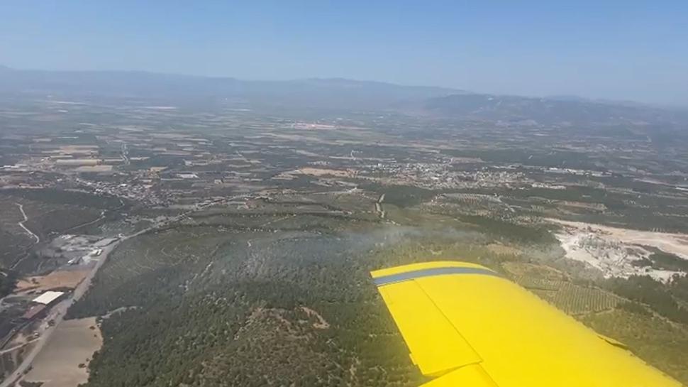 Manisa'da orman yangını! Havadan ve karadan müdahale