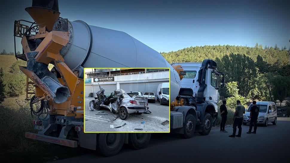 Beton mikseri otomobili biçti: Mamak'ta facia gibi kaza