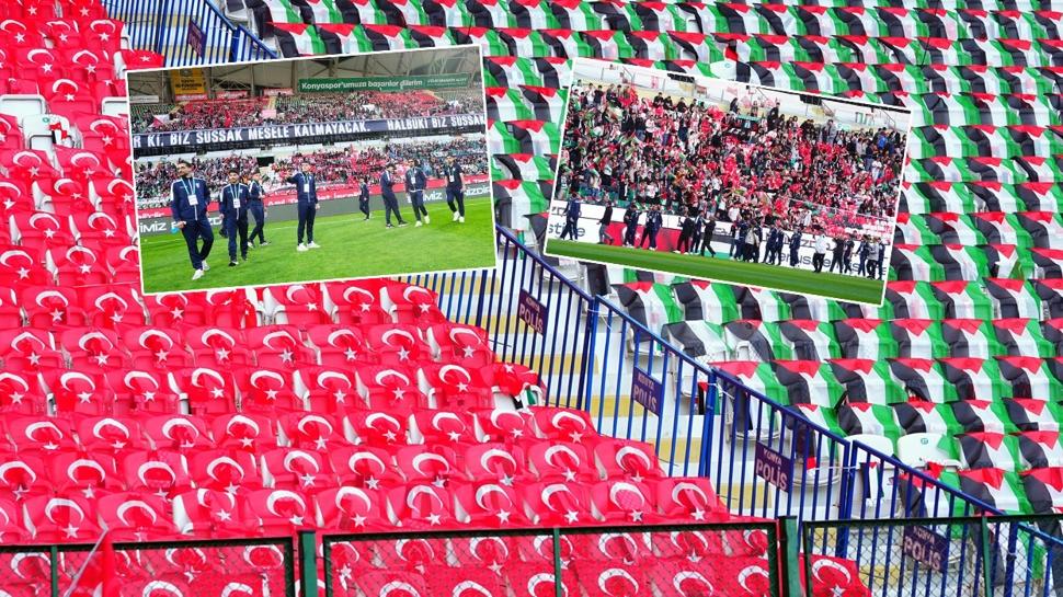 Konya'da muhteşem atmosfer! Filistin Milli Takımı meşaleyle karşılandı