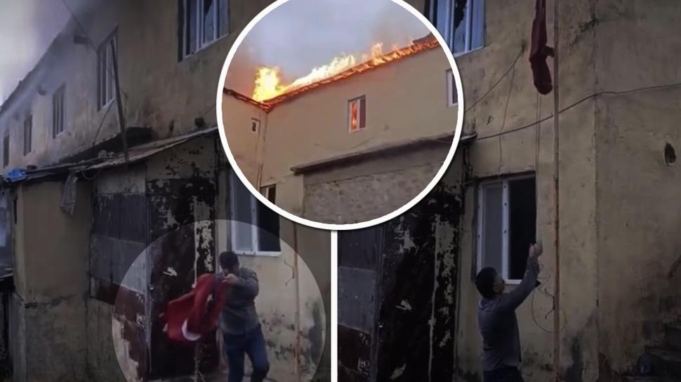 Hakkari'de yürekleri ısıtan an: Türk bayrağını böyle kurtardı