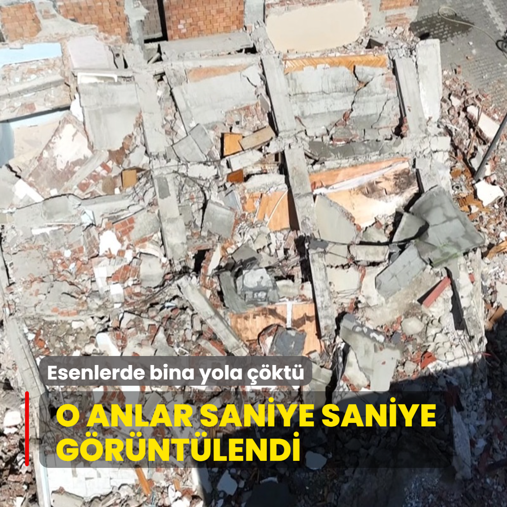 Esenyurt'ta ykm yaplan bina yola kt! O anlar cep telefonu kameras ile grntlendi