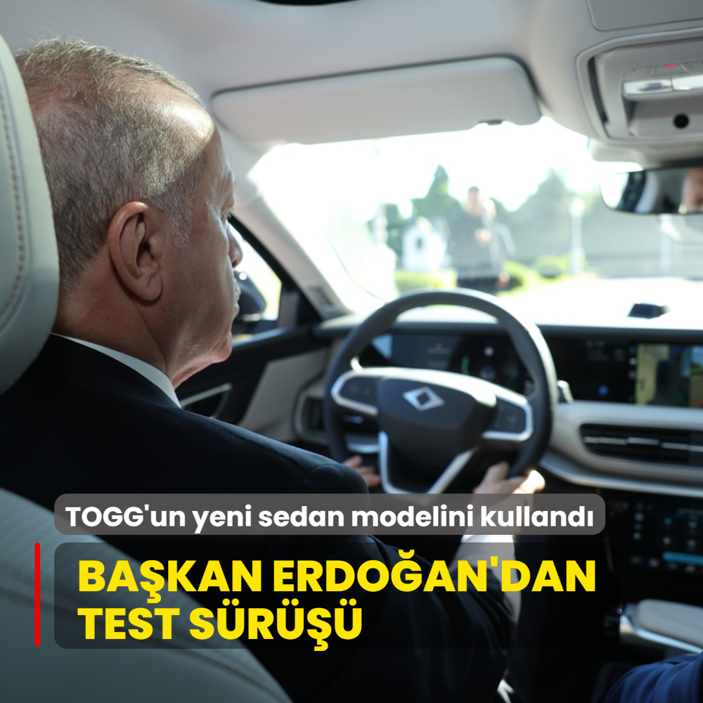 Bakan Erdoan'dan test sr... TOGG'un yeni sedan modelini kulland
