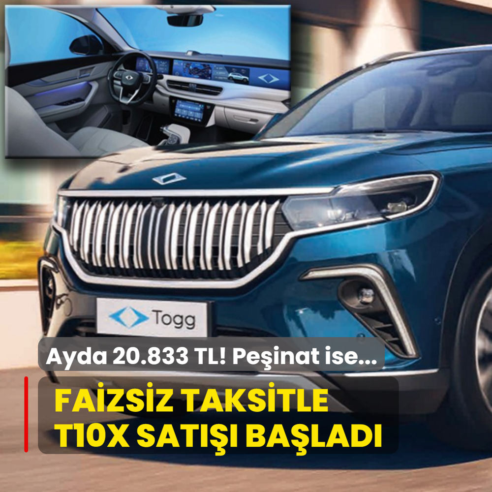 Togg faizsiz taksitle T10X satn balatt! Ayda 20.833 TL, peinat ise...