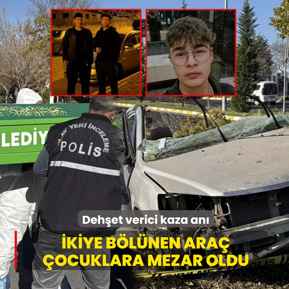 Dehet verici kaza an! kiye blnen otomobil ocuklara mezar oldu