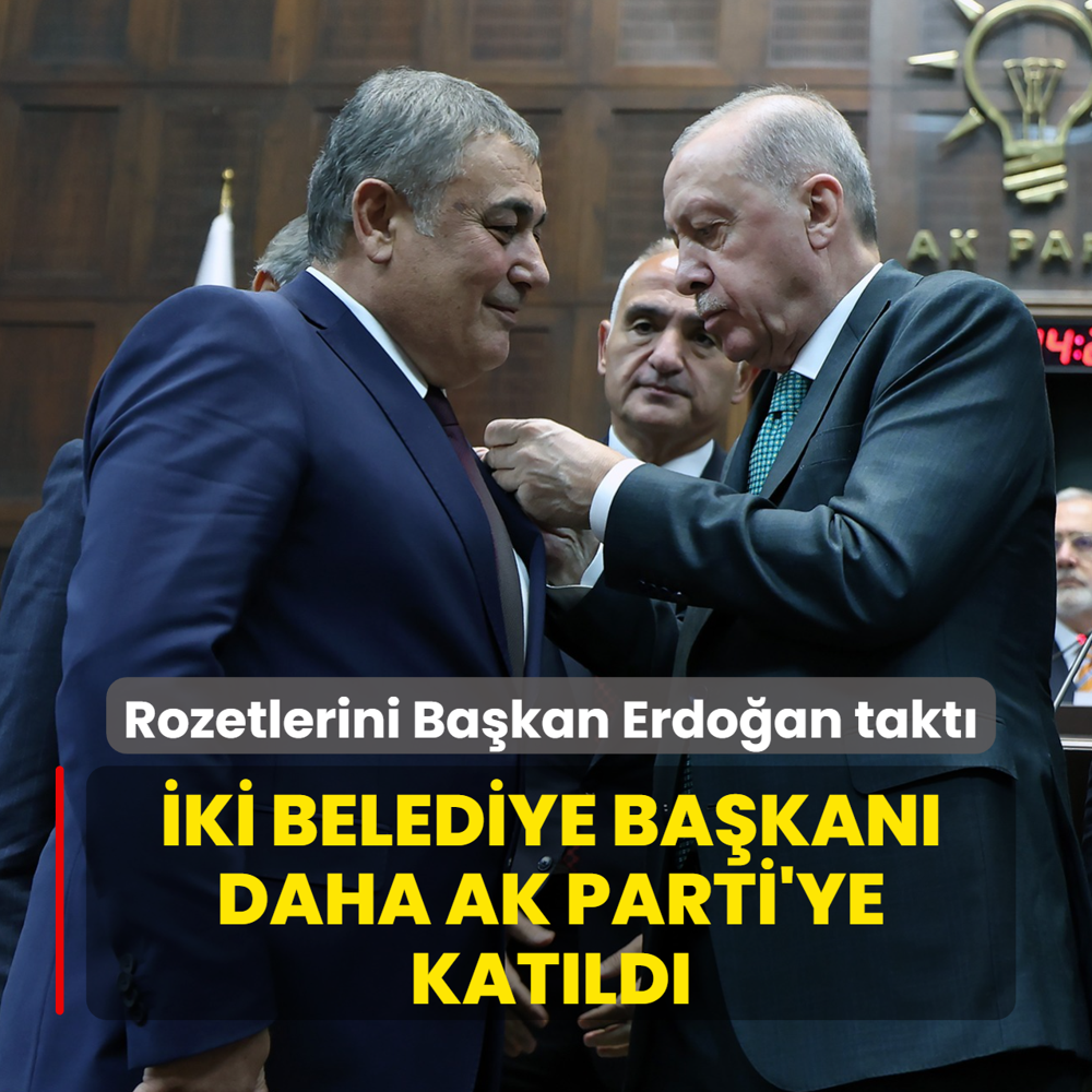 ki belediye bakan daha AK Parti'ye katld... Rozetlerini Bakan Erdoan takt