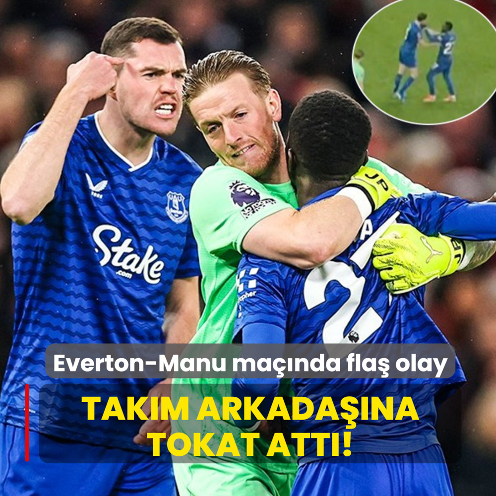 Everton-Manchester United manda fla olay! Takm arkadana tokat att