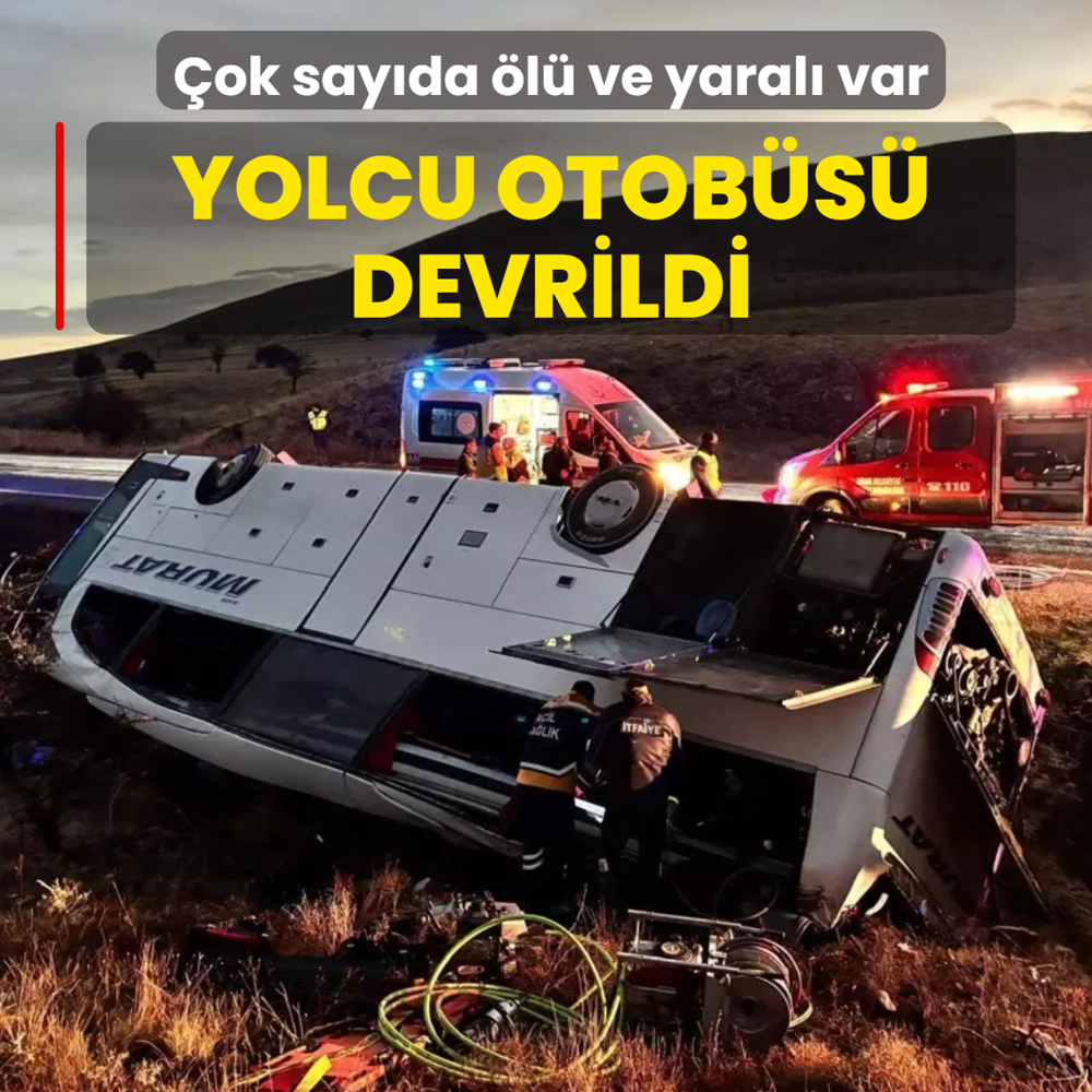 Afyonkarahisar'da feci kaza! Yolcu otobs devrildi: ok sayda l ve yaral var