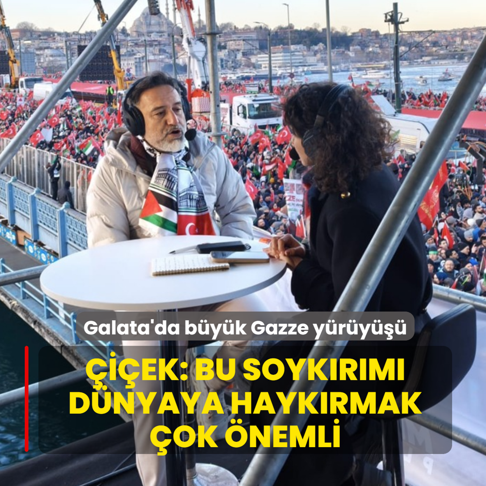 Galata K�pr�s�'nde b�y�k Gazze y�r�y���! Murat �i�ek: Bu soyk�r�m� d�nyaya hayk�rmak �ok �nemli