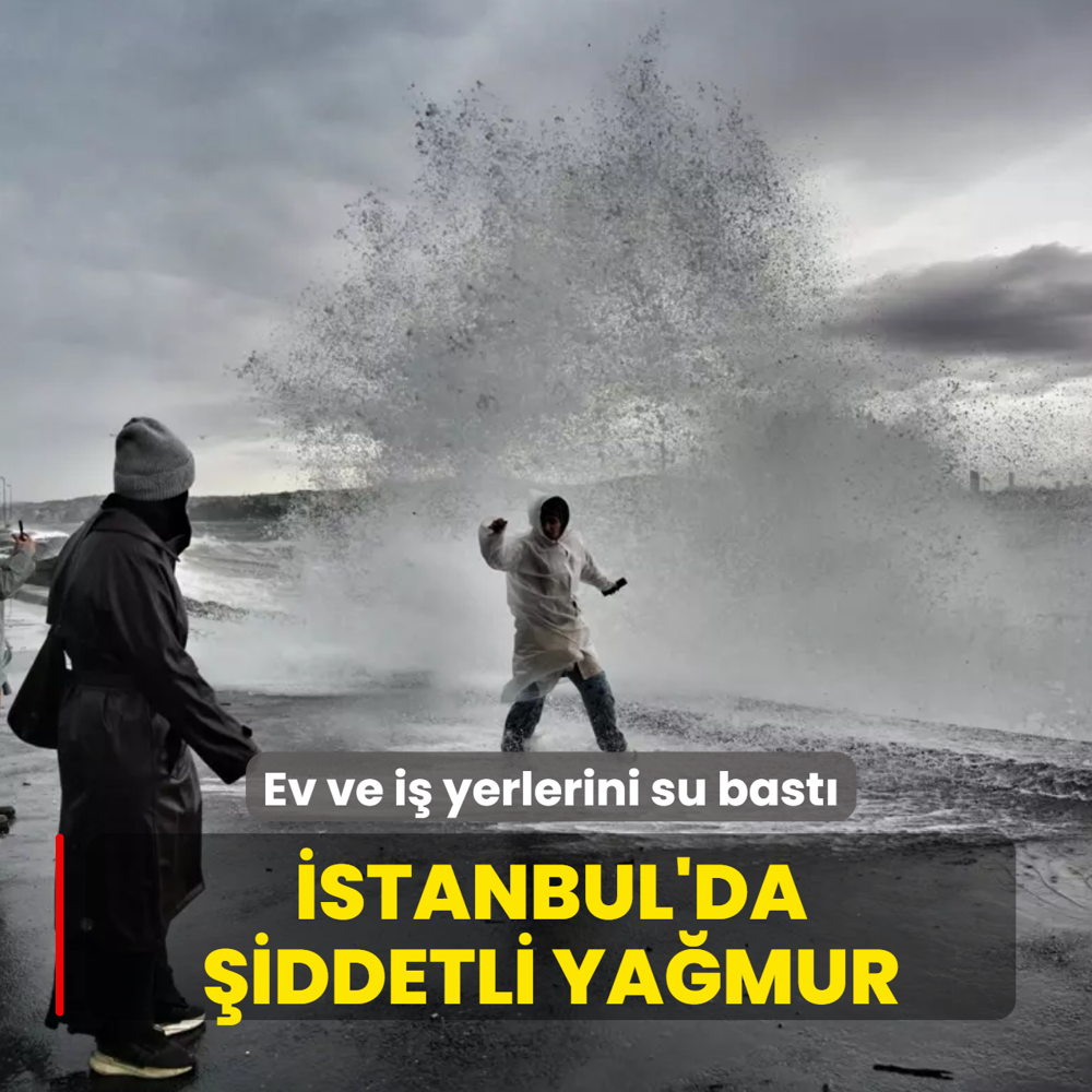 �stanbul'da �iddetli ya�mur! Ev ve i� yerlerini su bast�