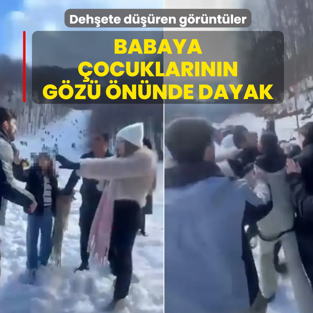 Deh�ete d���ren g�r�nt�ler! Babaya �ocuklar�n�n g�z� �n�nde dayak