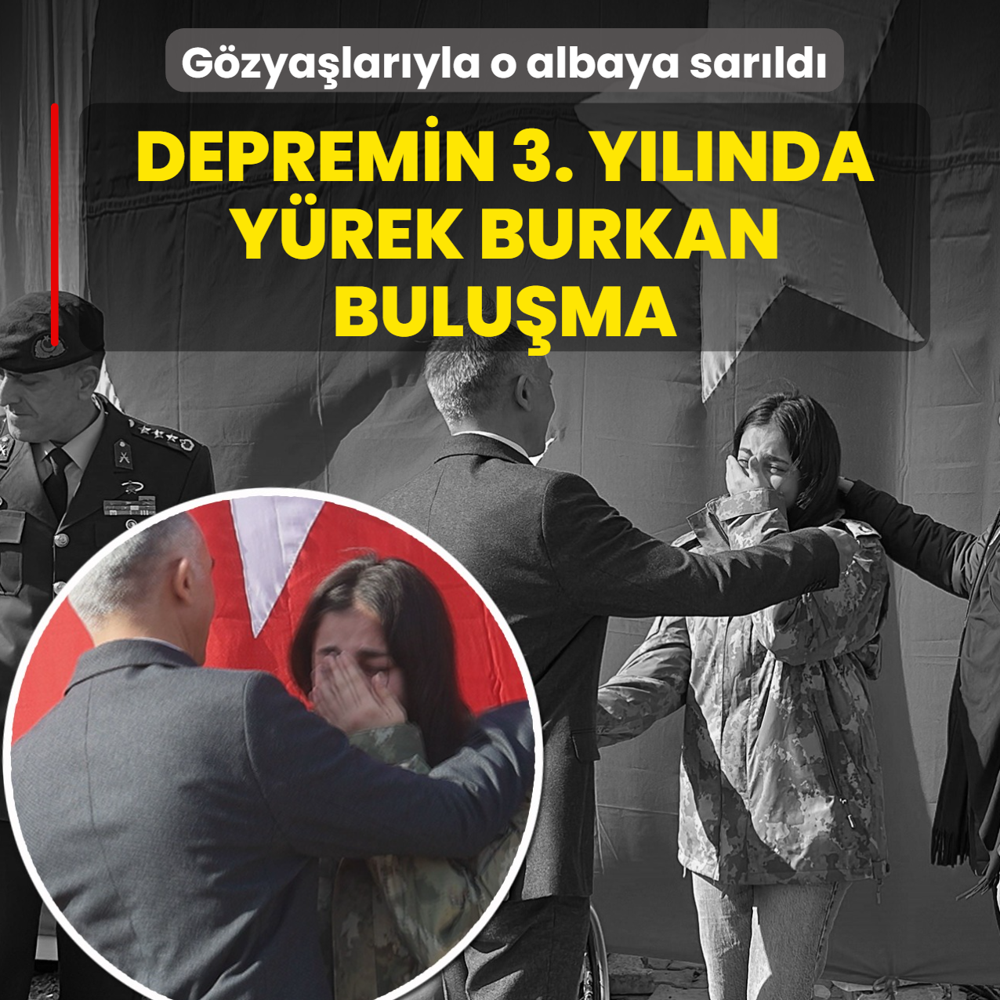 Depremin 3. y�l�nda y�rek burkan bulu�ma! Gen� k�z g�zya�lar�yla o albaya sar�ld�