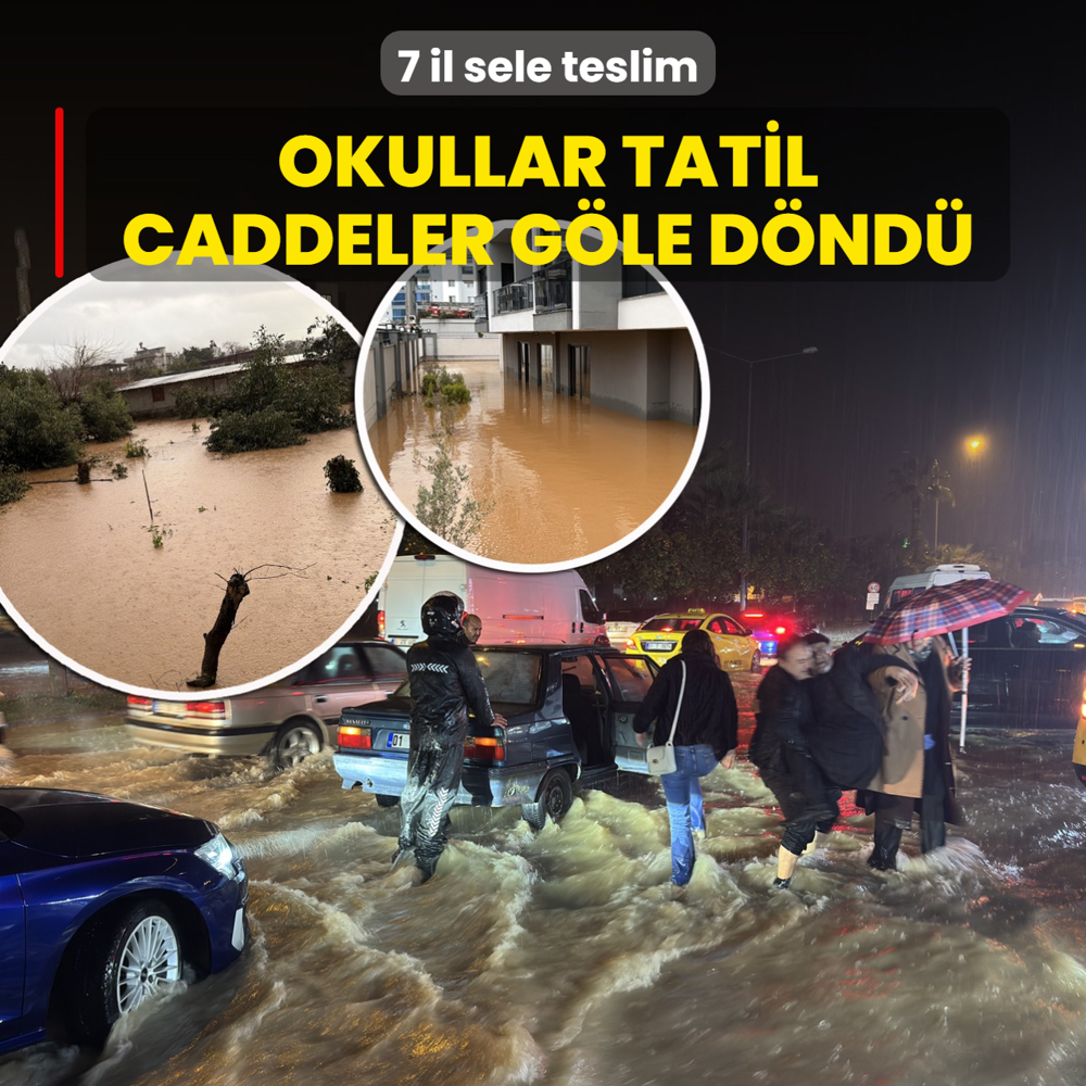 7 il sele teslim! Caddeler g�le d�nd�, okullar tatil edildi