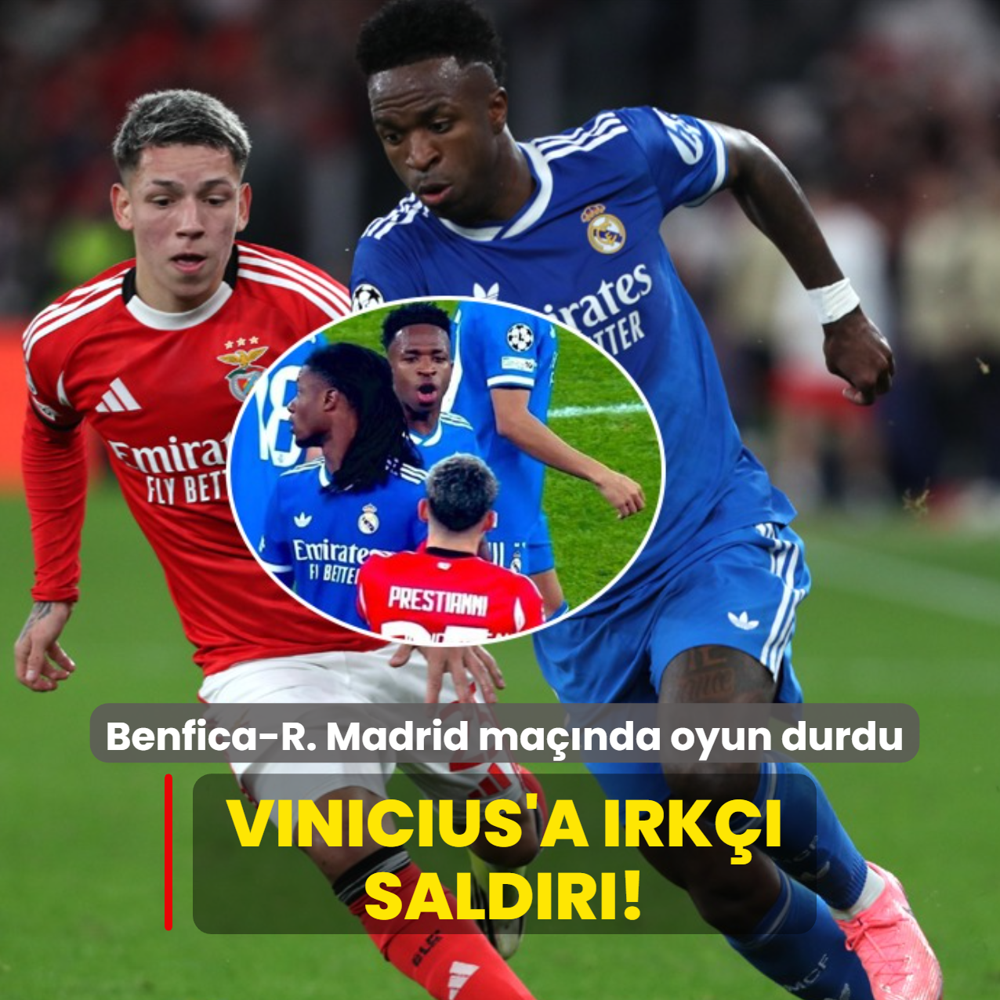 Vinicius'a �rk�� sald�r�! Benfica-Real Madrid ma��nda oyun durdu