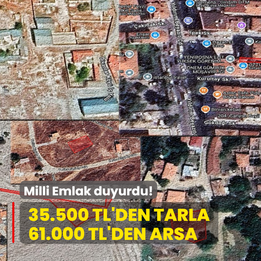 Milli Emlak duyurdu: 35.500 TL'den tarla, 61.000 TL'den arsa! �ok say�da ta��nmaz sat�lacak