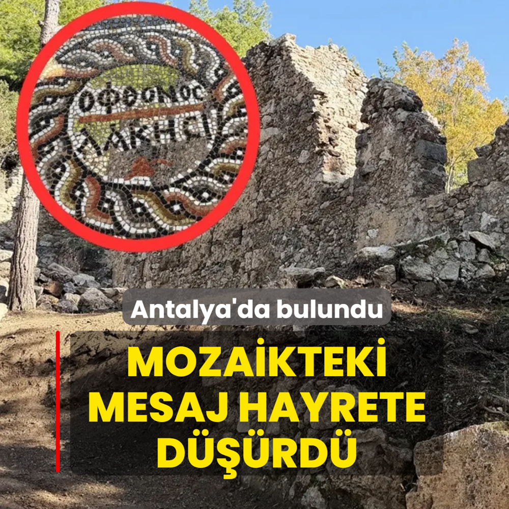 Mozaikteki mesaj hayrete d���rd�! Antalya'da bulundu
