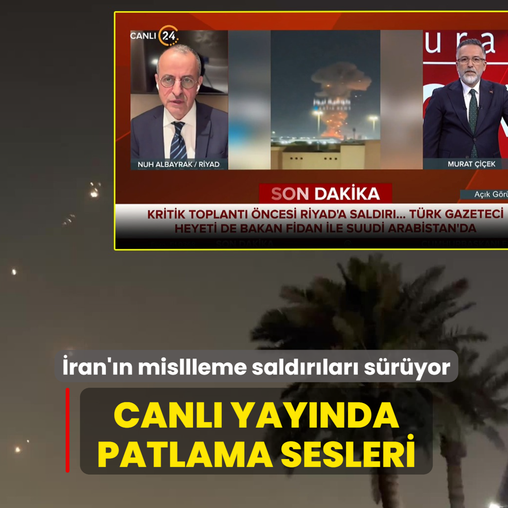 �ran'�n misillleme sald�r�lar� s�r�yor... Canl� yay�nda patlama sesleri