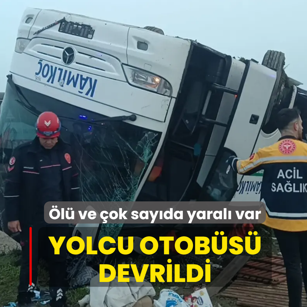 Yolcu otob�s� devrildi: �l� ve �ok say�da yaral� var