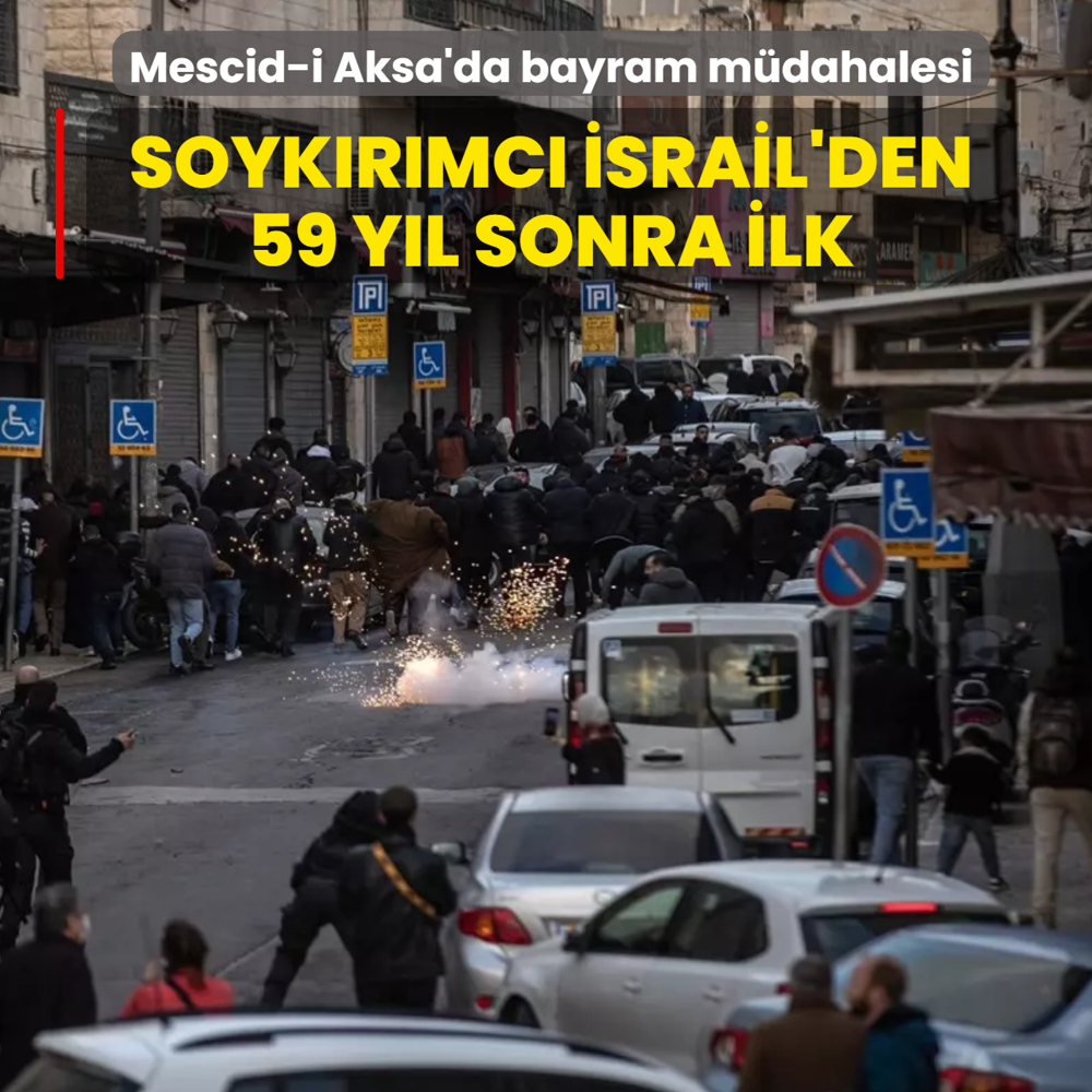 Mescid-i Aksa'da bayram namaz�na m�dahale... Soyk�r�mc� �srail'den 59 y�l sonra ilk