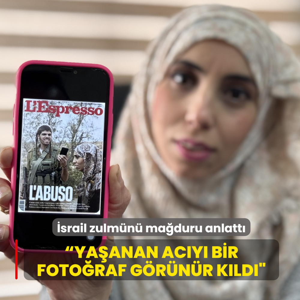 �srail zulm�n� ma�duru anlatt�...  Ya�anan ac�y� bir foto�raf g�r�n�r k�ld��