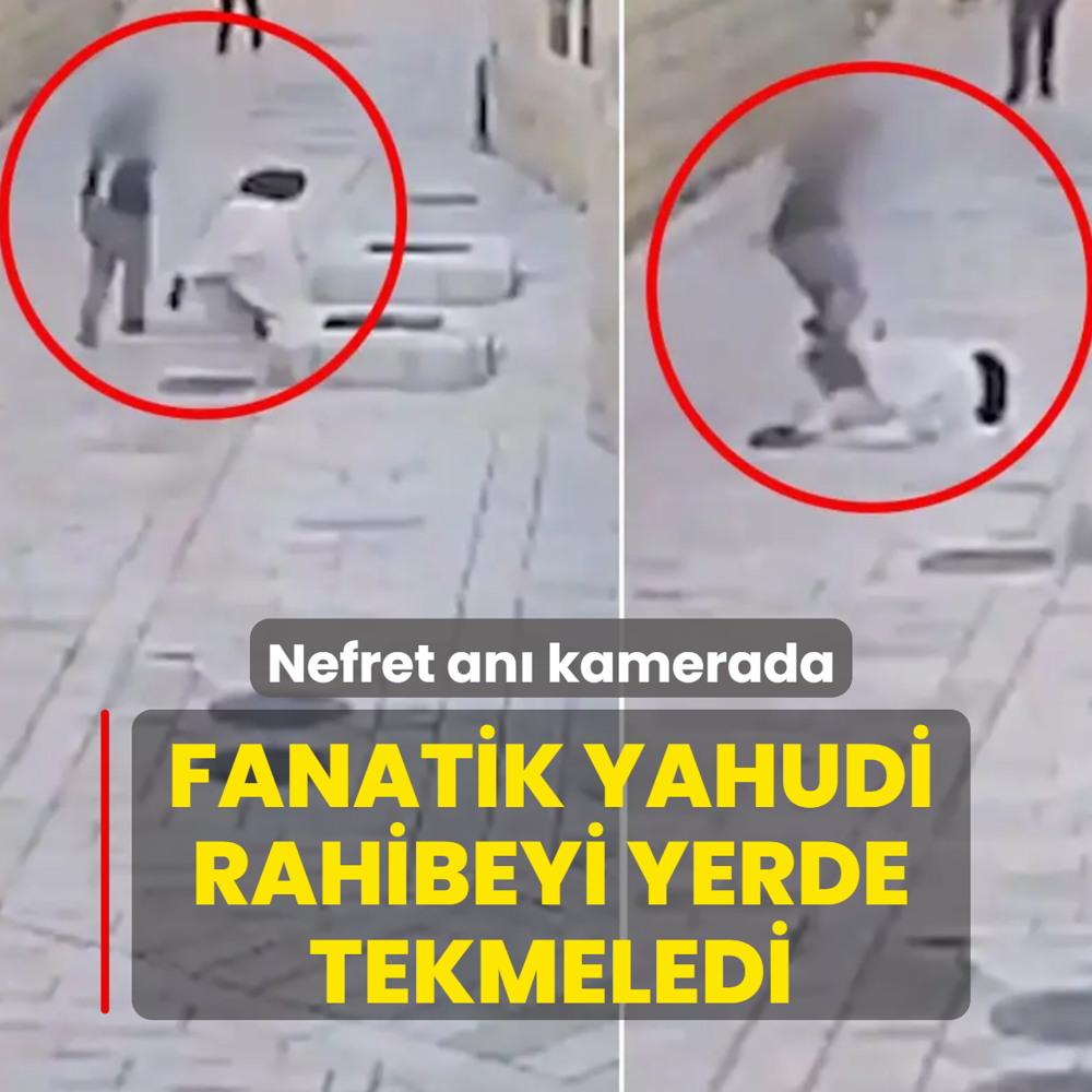 Nefret an� kamerada! Fanatik Yahudi rahibeyi yerde tekmeledi