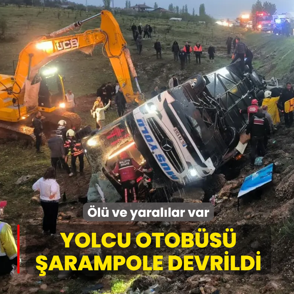 Malatya'da yolcu otob�s� �arampole devrildi... �l� ve yaral�lar var