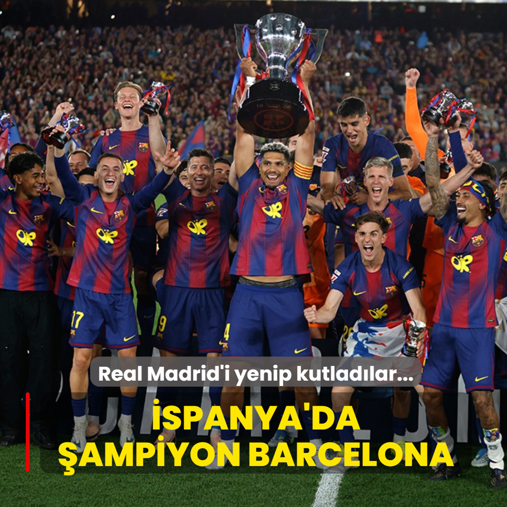 �spanya'da �ampiyon Barcelona! Real Madrid'i yenip kutlad�lar...