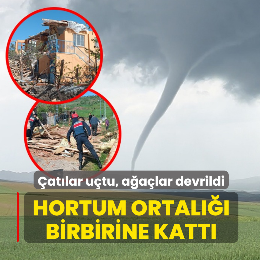 �at�lar u�tu, a�a�lar devrildi! Hortum ortal��� birbirine katt�