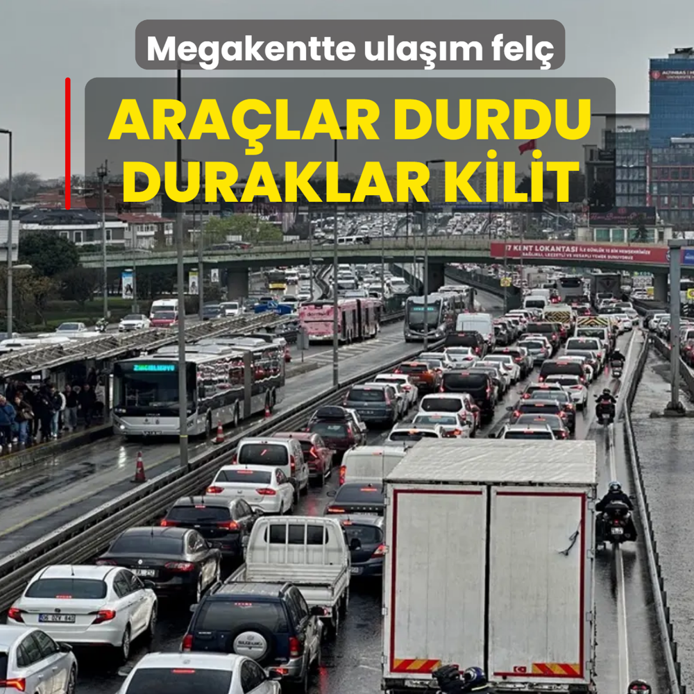 Megakentte ula��m fel�! Ara�lar ilerlemiyor, duraklarda izdiham var