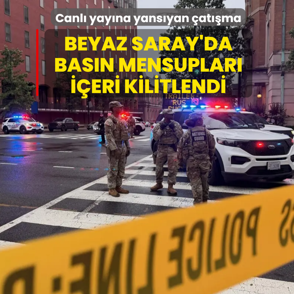 Canl� yay�na yans�yan �at��ma! Beyaz Saray'da bas�n mensuplar� i�eri kilitlendi