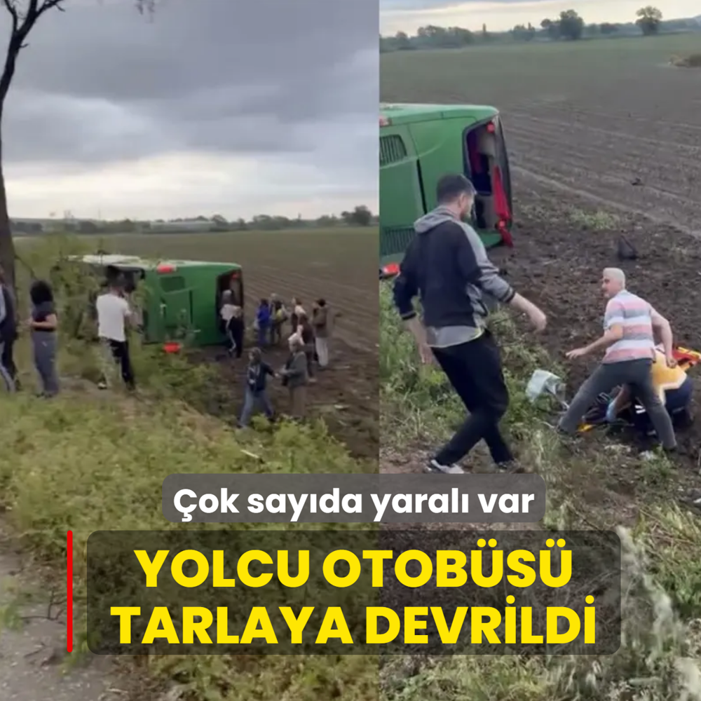 Yolcu otob�s� tarlaya devrildi! �ok say�da yaral� var