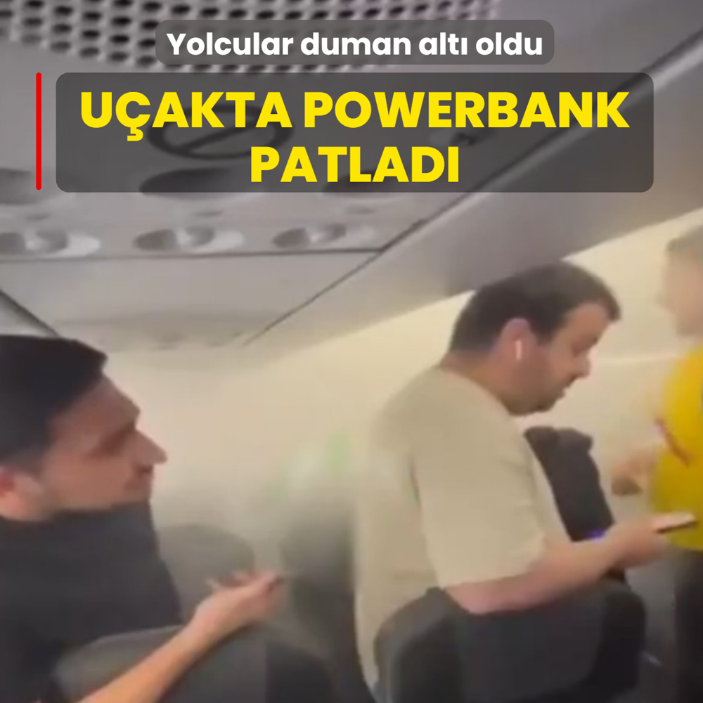U�akta powerbank patlad�! Yolcular duman alt� oldu