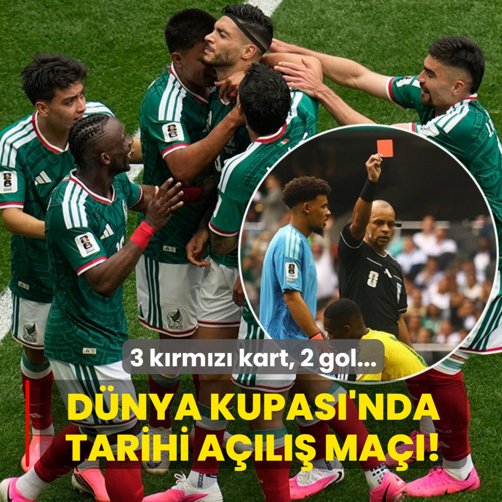 D�nya Kupas�'nda tarihi a��l�� ma��! �� k�rm�z� kart, iki gol