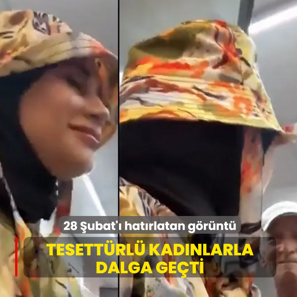 Antalya'da 28 �ubat'� hat�rlatan g�r�nt�! Tesett�rl� kad�nlarla dalga ge�ti
