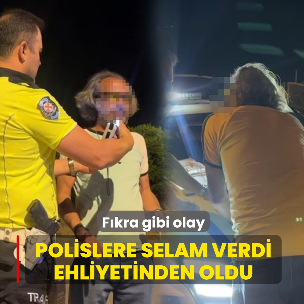 F�kra gibi olay: Polislere selam verdi, ehliyetinden oldu