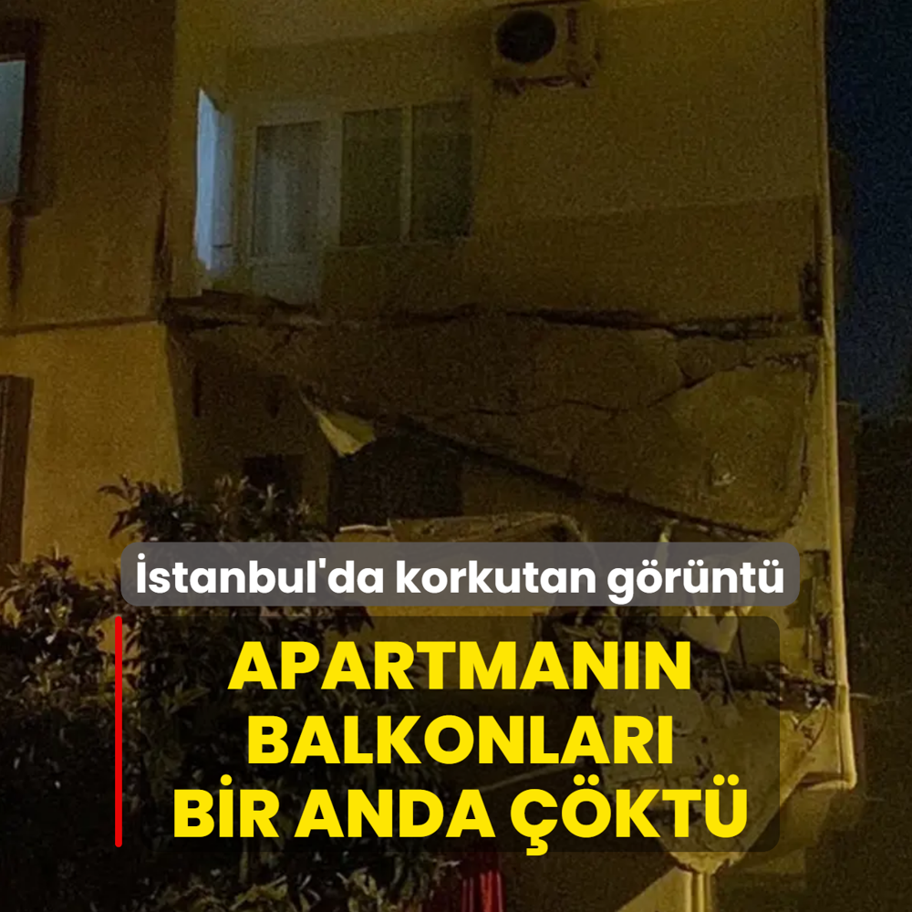 �stanbul'da korkutan g�r�nt�! Apartman�n balkonlar� bir anda ��kt�