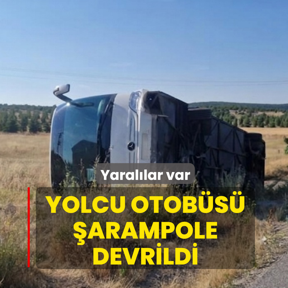 Yolcu otob�s� �arampole devrildi! Yaral�lar var