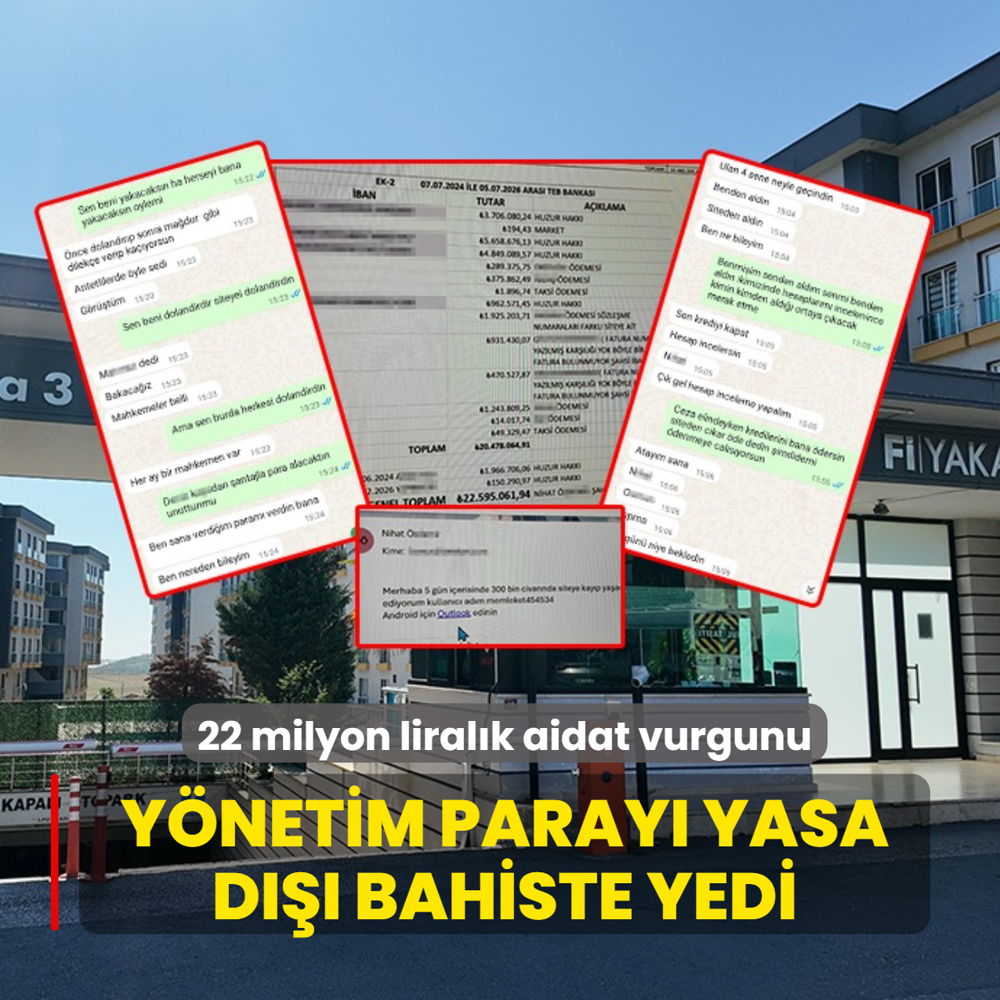 22 milyon liral�k aidat vurgunu! Y�netim paray� yasa d��� bahiste yedi