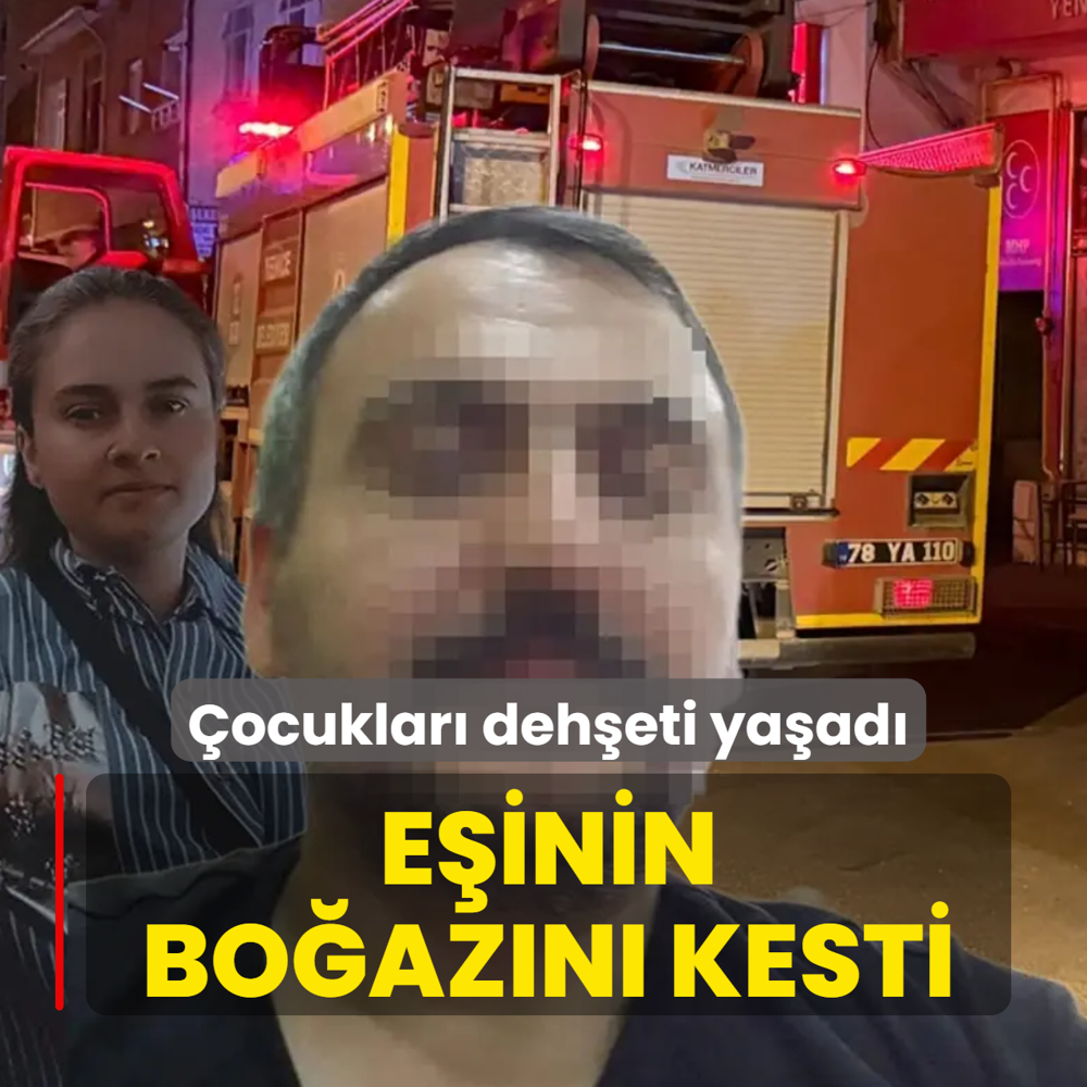 E�inin bo�az�n� kesti! �ocuklar polise ko�arak yard�m istedi
