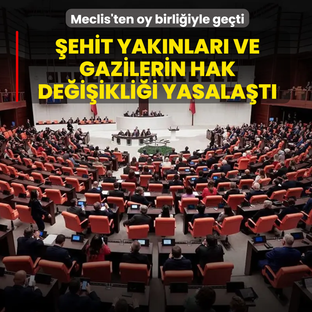 Meclis'ten oy birliğiyle geçti: Şehit yakınları ve gazilerin hak değişikliği yasalaştı