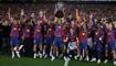�spanya'da �ampiyon Barcelona! Real Madrid'i yenip kutlad�lar...
