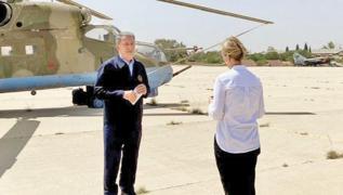 Ele geçirilen Rus helikopterinin önünde konuştu! Akar'dan Libya'da helikopterli mesaj