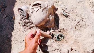 Çavuştepe kazılarında Urartulara ait ejder başlı bilezik bulundu