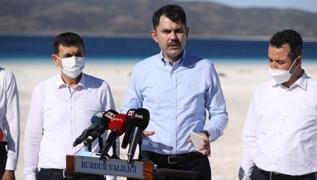 Çevre ve Şehircilik Bakanı Murat Kurum, Salda Gölü'nde incelemelerde bulundu