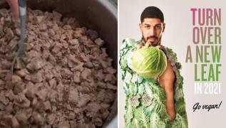 Vegan reklamı yapan FETÖ'cü Enes Kanter kavurma pişirdi